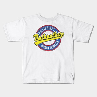 Philippines backpacker world traveler logo Kids T-Shirt